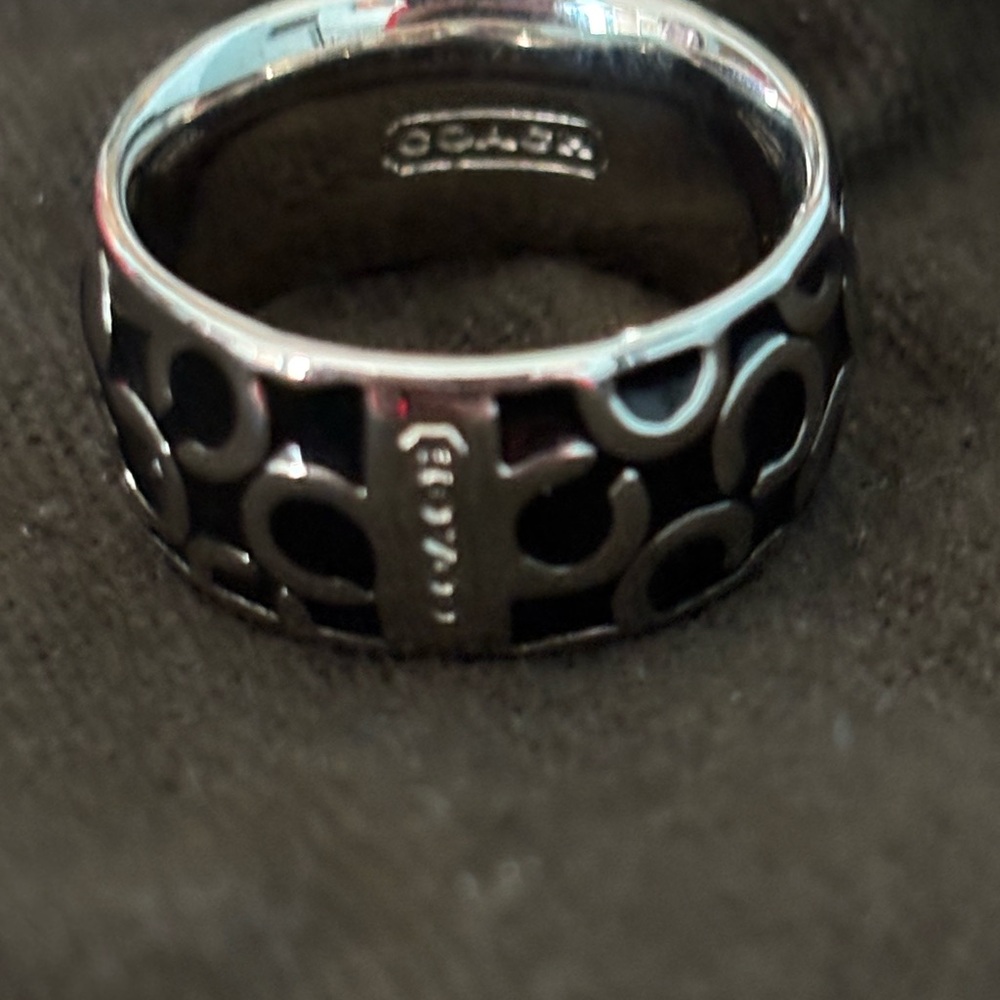 Coach Black And Silver Patterned Ring - image 5